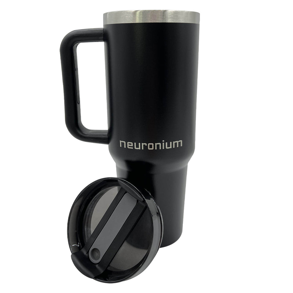 Vacuum Insulated Coffee Mug Stainless Steel Travel Tumbler - Thermal Cup Black With Cover