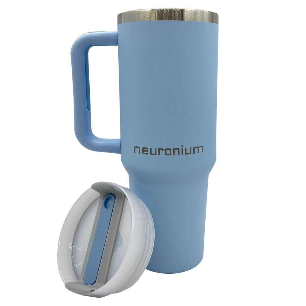 Vacuum Insulated Coffee Mug Stainless Steel Travel Tumbler - Thermal Cup Blue With Cover