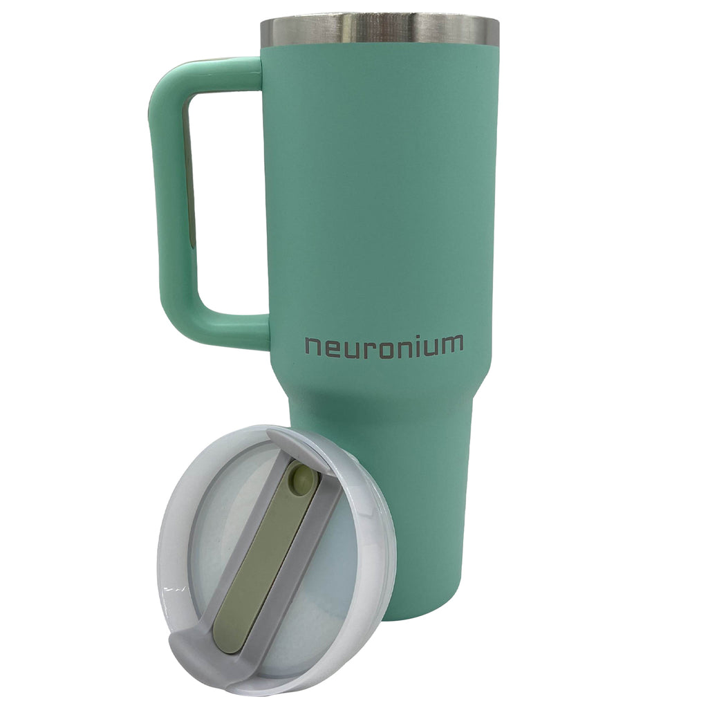 Vacuum Insulated Coffee Mug Stainless Steel Travel Tumbler - Thermal Cup Turquoise With Cover